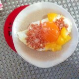 朝食♩パプリカ海老のチーズ玉子